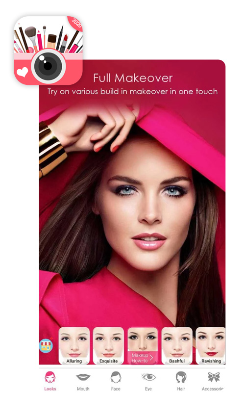 UI of Face Beauty Makeup Camera—Selfie Photo Editor to put on eye makeup